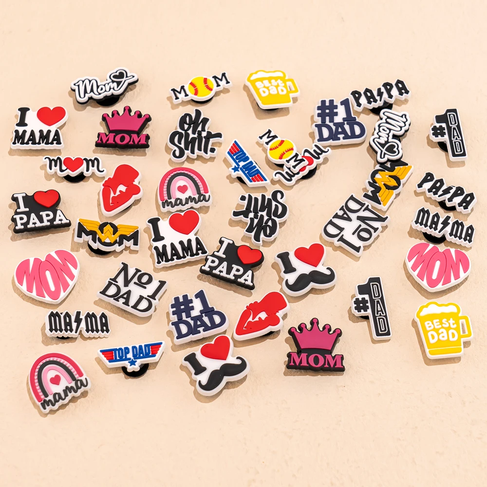 1/50pcs Shoe Charms for Family Mom Baby Dad Shoe Decorations Pins for Women Men Kids Ornament Favor Gift Shoe Accessories Buckle