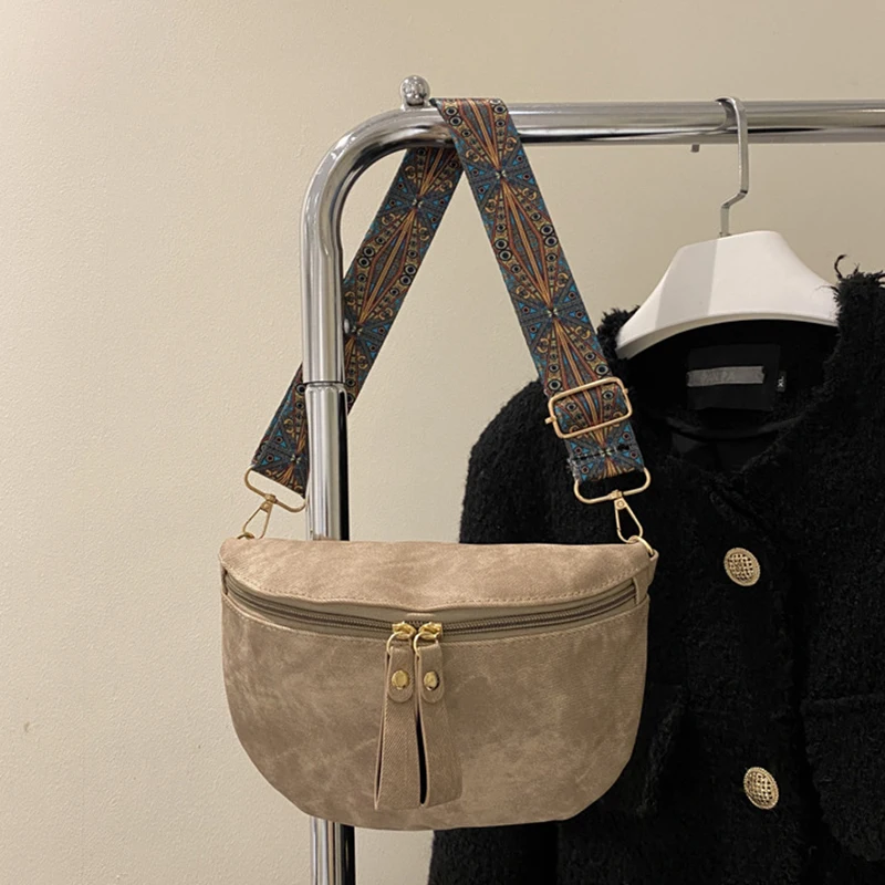 Stylish Hobo Solid Color Satchel Luxury Designer Chest Bag Women's PU Leather Waist Bags Wide Strap Fashion Fanny Shoulder Pack