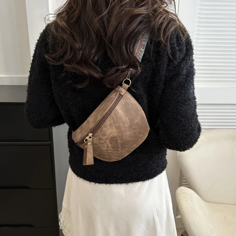 Stylish Hobo Solid Color Satchel Luxury Designer Chest Bag Women's PU Leather Waist Bags Wide Strap Fashion Fanny Shoulder Pack