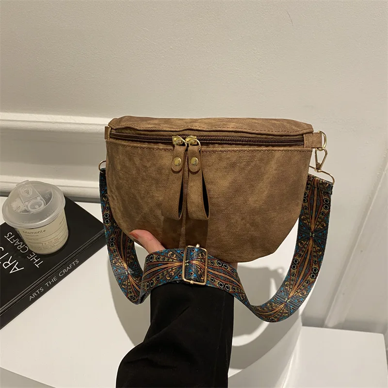 Stylish Hobo Solid Color Satchel Luxury Designer Chest Bag Women's PU Leather Waist Bags Wide Strap Fashion Fanny Shoulder Pack