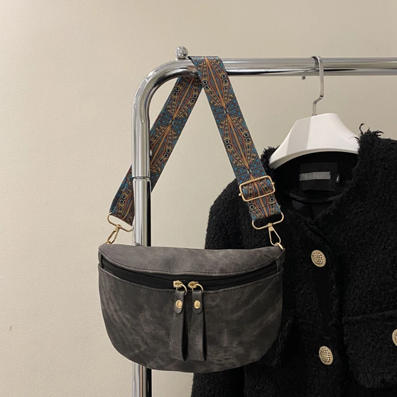 Stylish Hobo Solid Color Satchel Luxury Designer Chest Bag Women's PU Leather Waist Bags Wide Strap Fashion Fanny Shoulder Pack