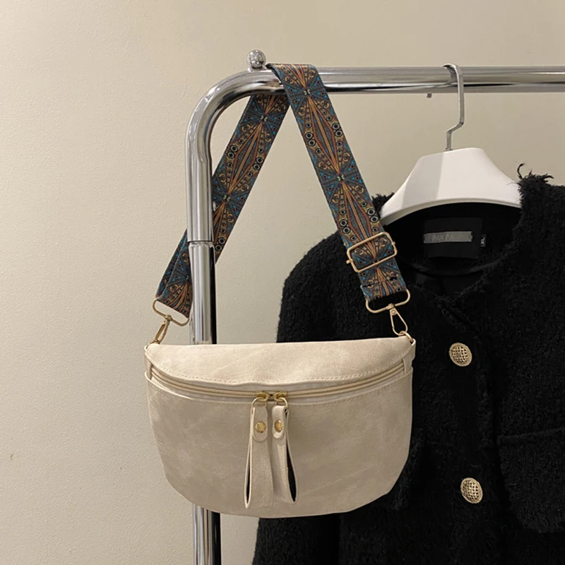 Stylish Hobo Solid Color Satchel Luxury Designer Chest Bag Women's PU Leather Waist Bags Wide Strap Fashion Fanny Shoulder Pack