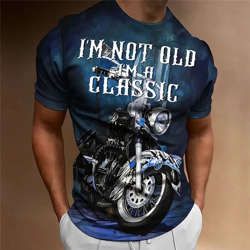 Motorcycle T-shirt Men 3D Print Short Sleeve Vintage Classics TShirt For Mens Street Ride Biker Shirts Tops Oversized Tee Shirt