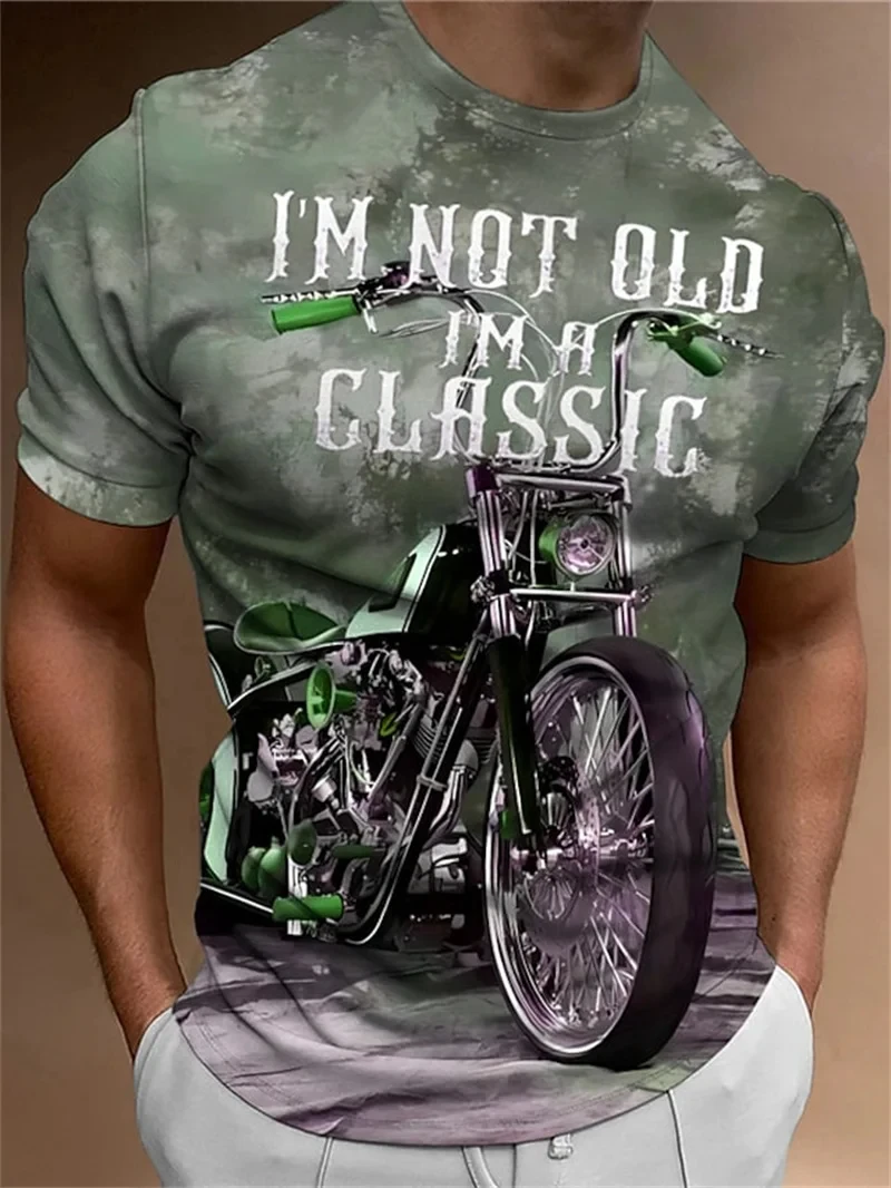 Motorcycle T-shirt Men 3D Print Short Sleeve Vintage Classics TShirt For Mens Street Ride Biker Shirts Tops Oversized Tee Shirt
