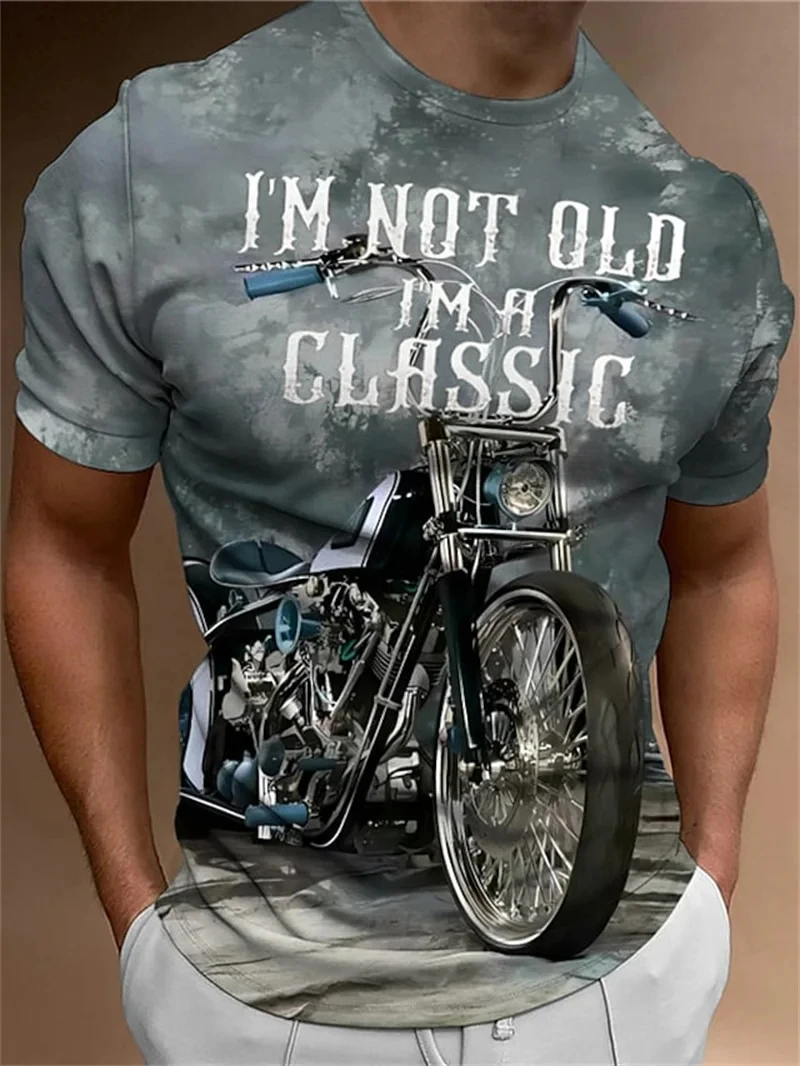 Motorcycle T-shirt Men 3D Print Short Sleeve Vintage Classics TShirt For Mens Street Ride Biker Shirts Tops Oversized Tee Shirt