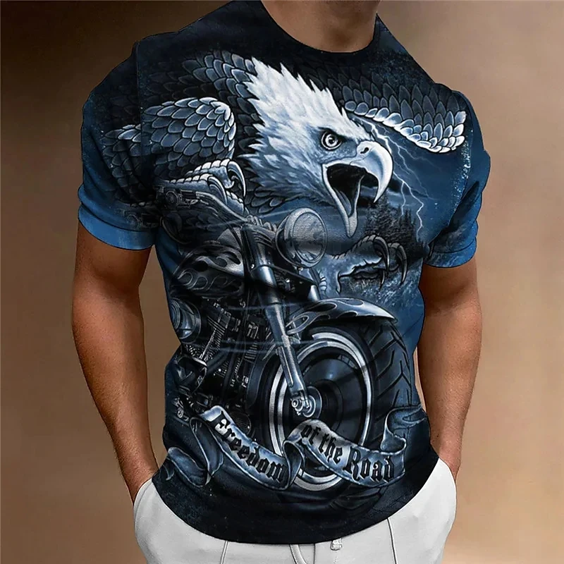 Motorcycle T-shirt Men 3D Print Short Sleeve Vintage Classics TShirt For Mens Street Ride Biker Shirts Tops Oversized Tee Shirt