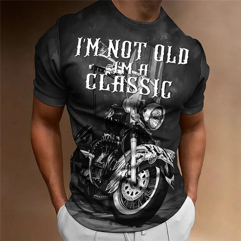 Motorcycle T-shirt Men 3D Print Short Sleeve Vintage Classics TShirt For Mens Street Ride Biker Shirts Tops Oversized Tee Shirt