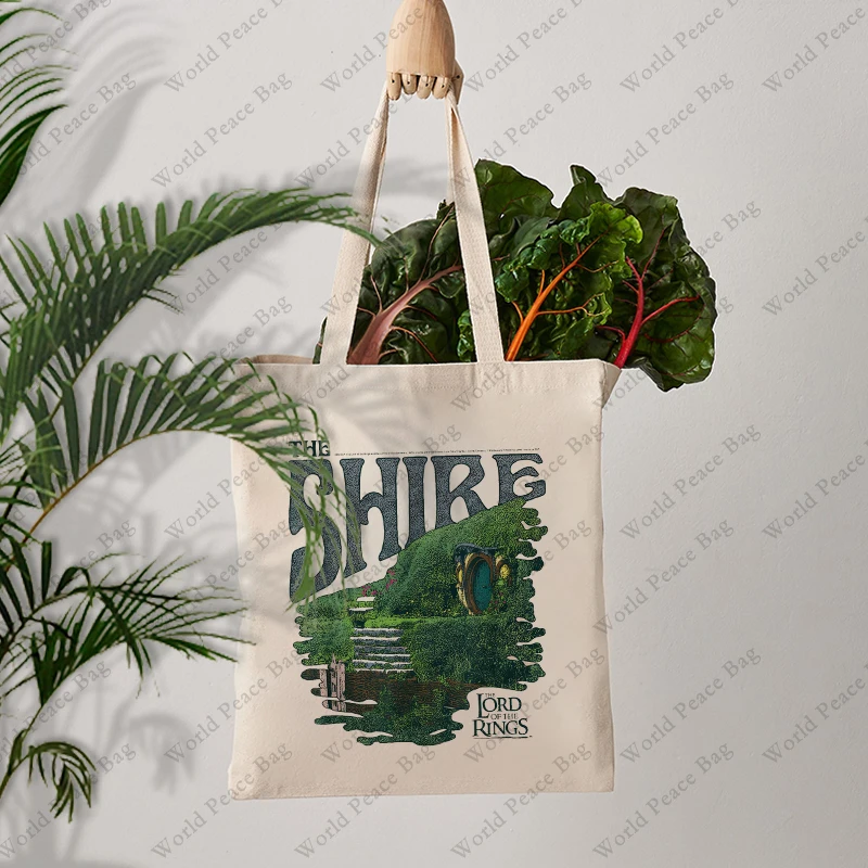 1 pc The Lord of The Rings pattern Tote Bag Canvas Shoulder Bag For Travel Daily Commute Women's Reusable Shopping Bag