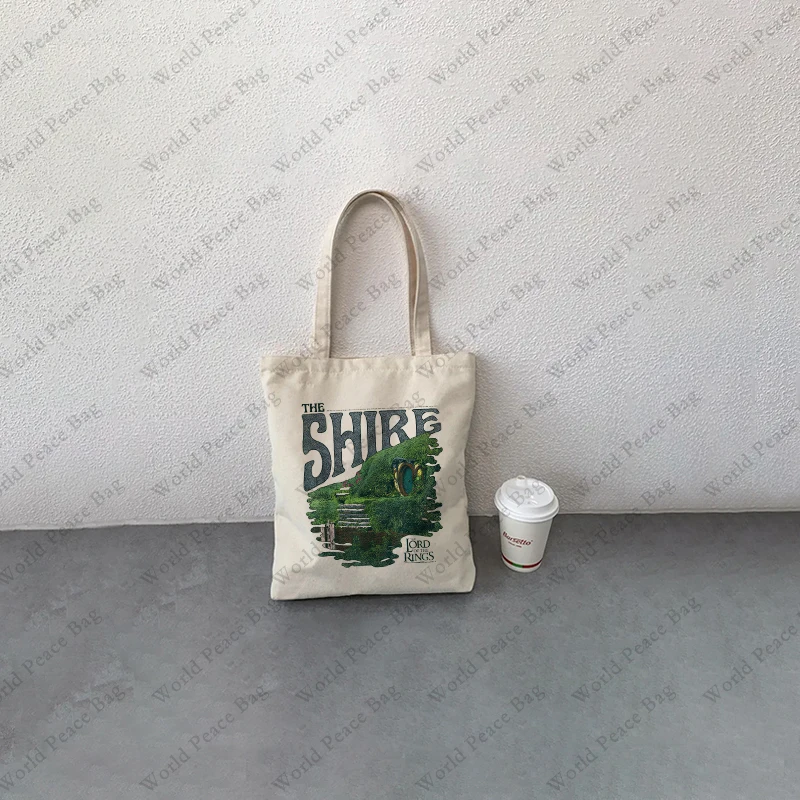 1 pc The Lord of The Rings pattern Tote Bag Canvas Shoulder Bag For Travel Daily Commute Women's Reusable Shopping Bag