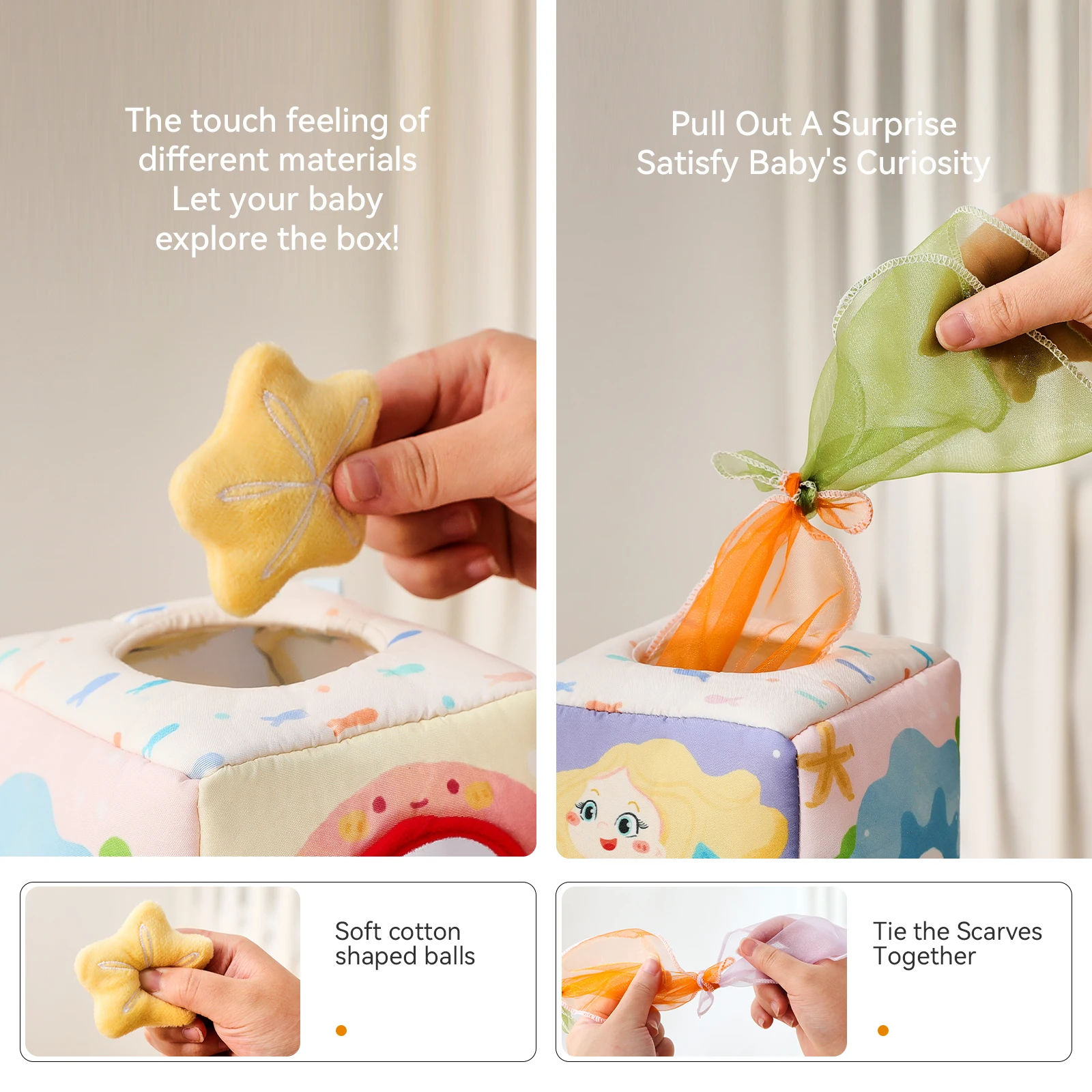 Montessori Toys Magic Cotton Animal Tissue Box Kids Finger Exercise Busy Board Toys Baby Educational Activity Sensory Game Gifts