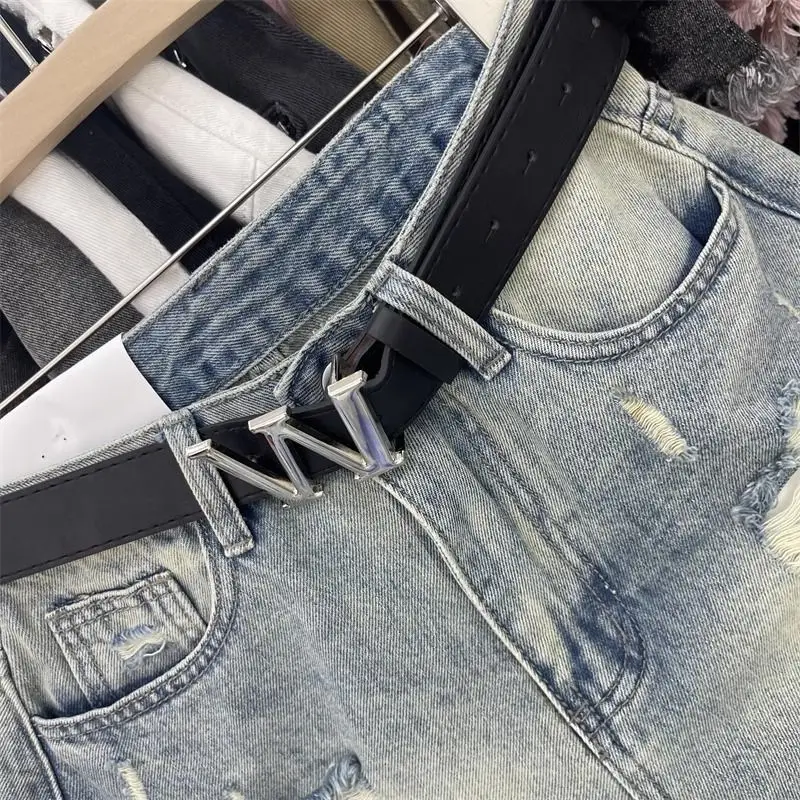Fashion Women Denim Shorts Leaky Pocket Worn Washed Retro Sexy A Word Denim Super Shorts