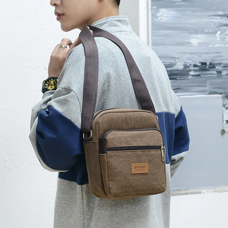 Men's Fashion Canvas Small Bag Casual Men Mini Handbags Male Crossbody Shoulder Messenger Bags For Men Business Sidebag