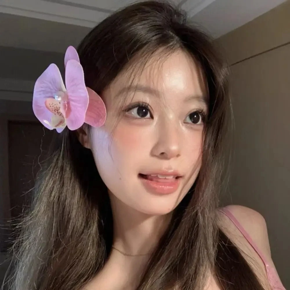 Artificial Orchid Flower Butterfly Hair Clips for Woman Girls Phalaenopsis Pearl Duckbill Hairgrips Hairpins Hair Accessories