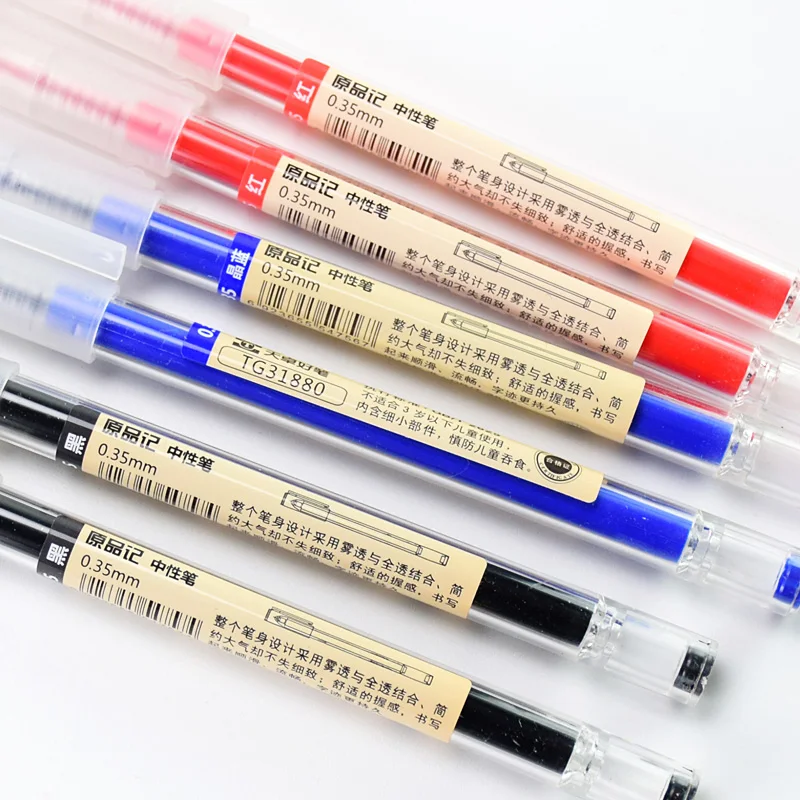 52/6Pcs 0.35mm Fine Gel Pen set Blue/Black Refills Rod for Marker Pens School Gelpen Office Student Writing Drawing Stationery