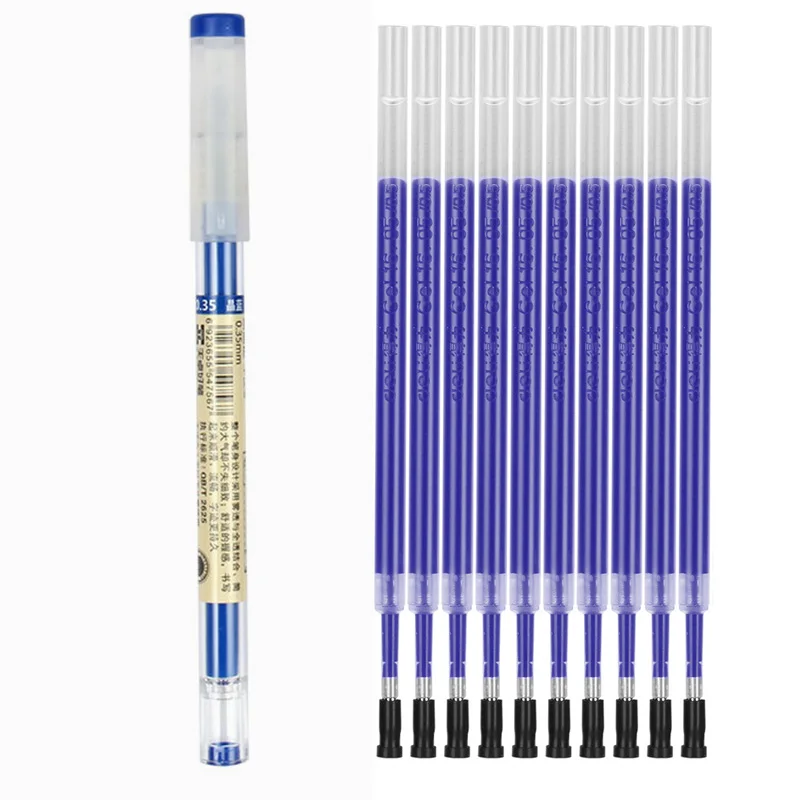 52/6Pcs 0.35mm Fine Gel Pen set Blue/Black Refills Rod for Marker Pens School Gelpen Office Student Writing Drawing Stationery