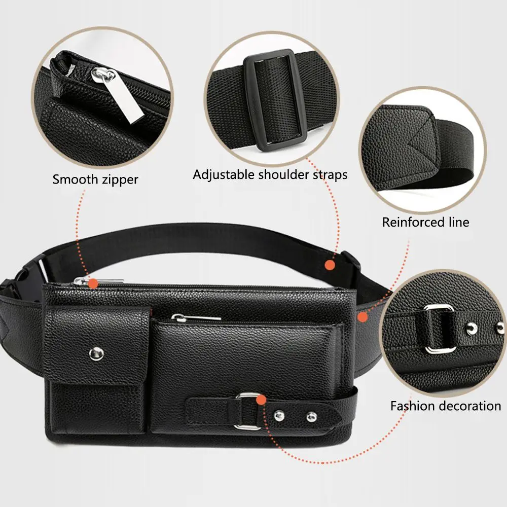 Fashion Waist Bag Casual Fanny Pack Purse Large Phone Belt Bag Leather Outdoor Travel Phone Bag Men Women
