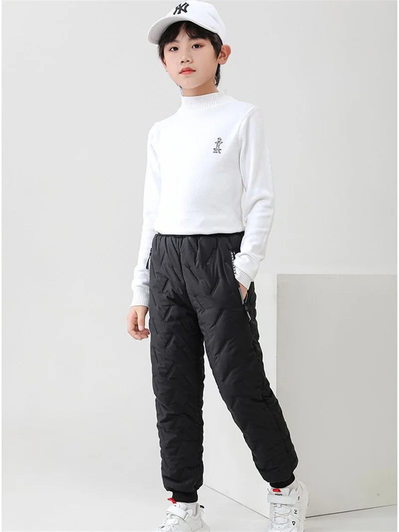 Winter Padded Pants Kids Thick Plus Velvet Warm Trousers Boys Lamb's Wool Cotton Long Pants Autumn Children Casual Sports Pants