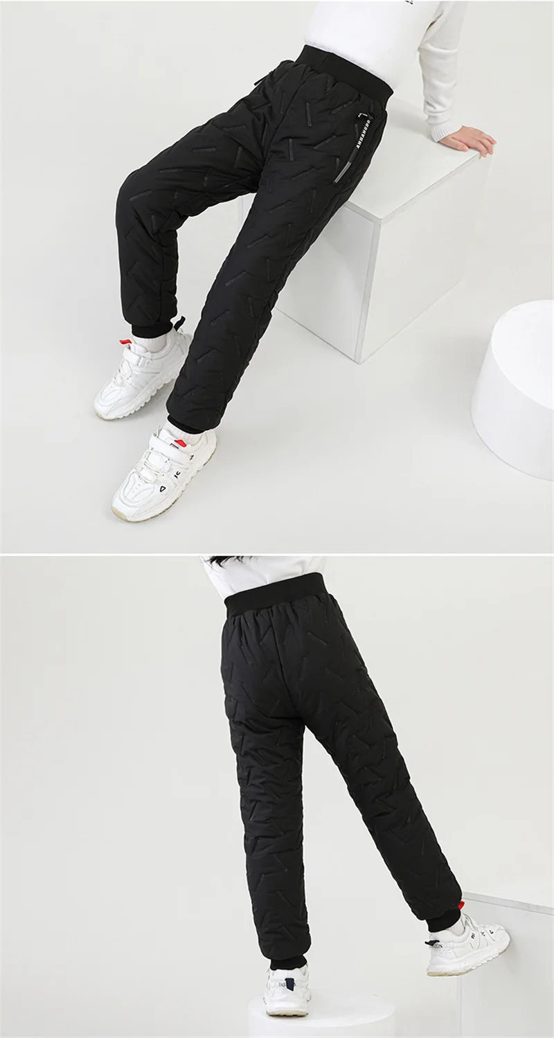 Winter Padded Pants Kids Thick Plus Velvet Warm Trousers Boys Lamb's Wool Cotton Long Pants Autumn Children Casual Sports Pants