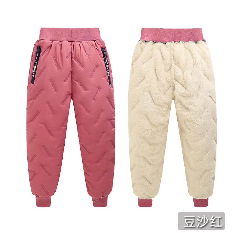 Winter Padded Pants Kids Thick Plus Velvet Warm Trousers Boys Lamb's Wool Cotton Long Pants Autumn Children Casual Sports Pants