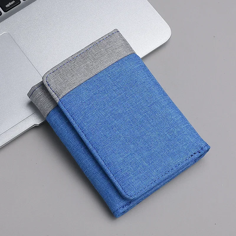 Men Canvas Wallet with ID Photo Holders Card Holder Wallet Case 8 Slots Hasp Male Purse Mini Three-fold Men Wallet