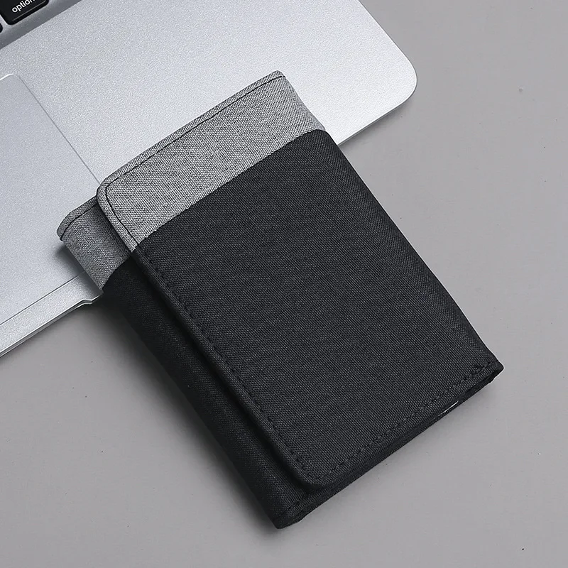 Men Canvas Wallet with ID Photo Holders Card Holder Wallet Case 8 Slots Hasp Male Purse Mini Three-fold Men Wallet