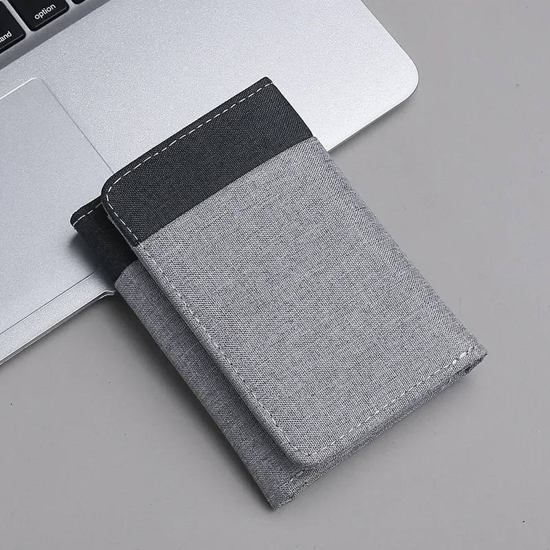 Men Canvas Wallet with ID Photo Holders Card Holder Wallet Case 8 Slots Hasp Male Purse Mini Three-fold Men Wallet