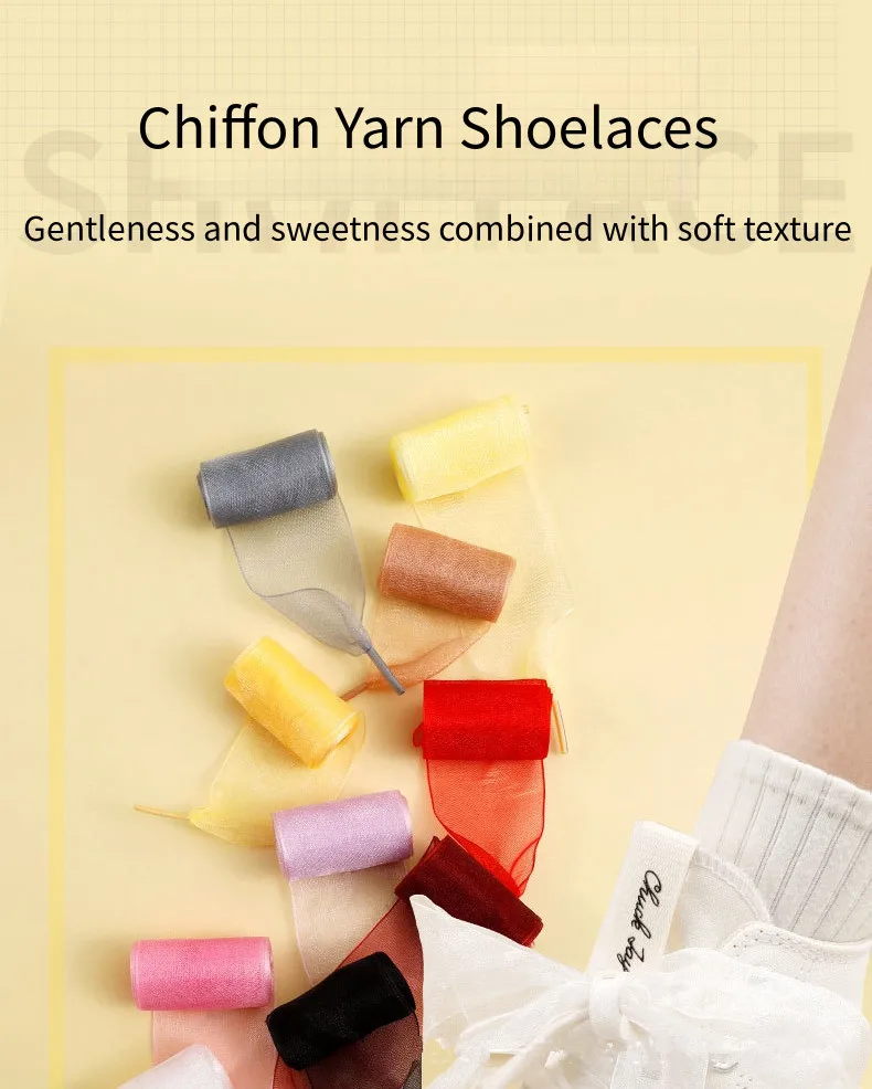4cm Wider Flat Silk Shoelace Fashion Chiffon Yarn Shoelaces Sneakers Rope Laces for Shoes 100/120/140/160CM Shoes Accessories