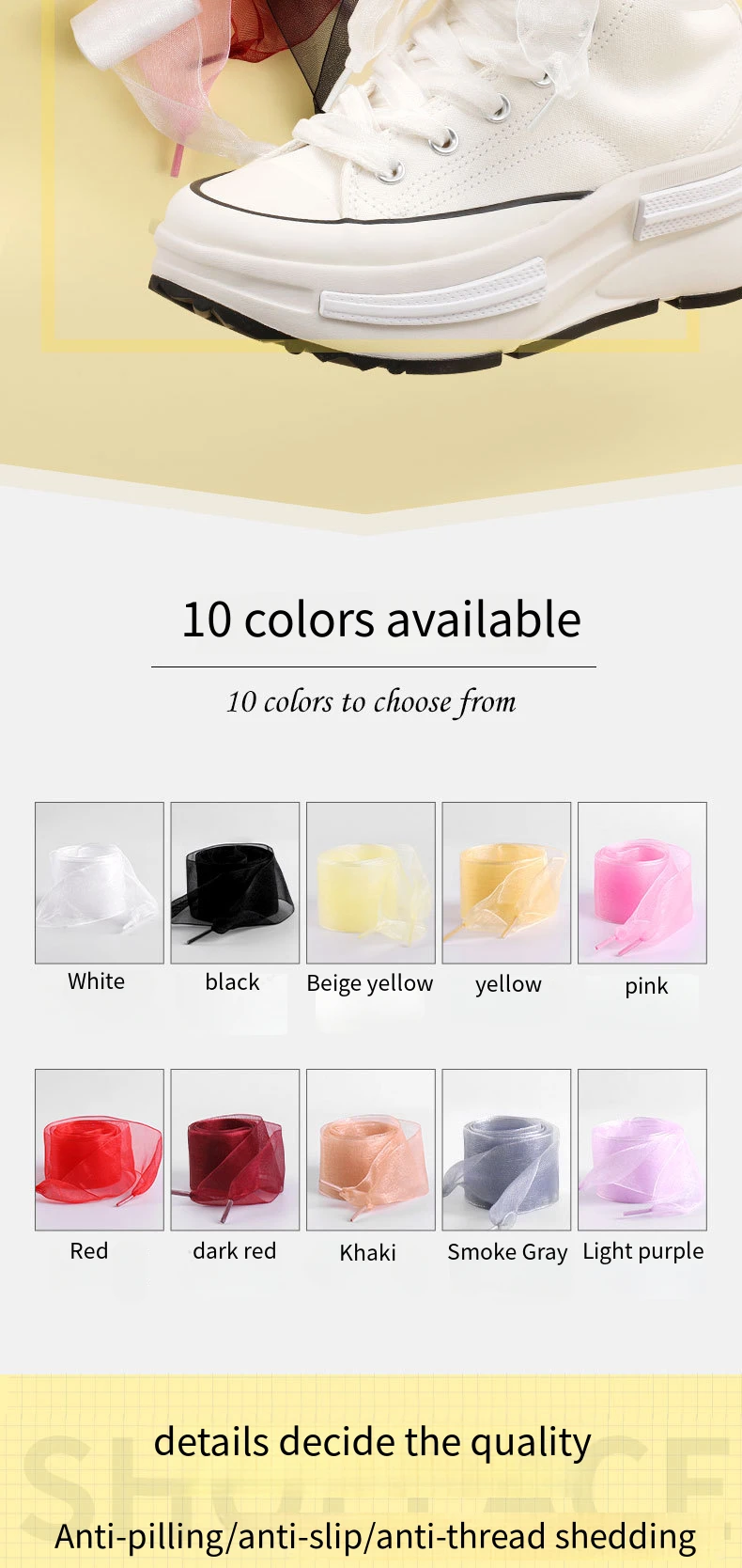 4cm Wider Flat Silk Shoelace Fashion Chiffon Yarn Shoelaces Sneakers Rope Laces for Shoes 100/120/140/160CM Shoes Accessories