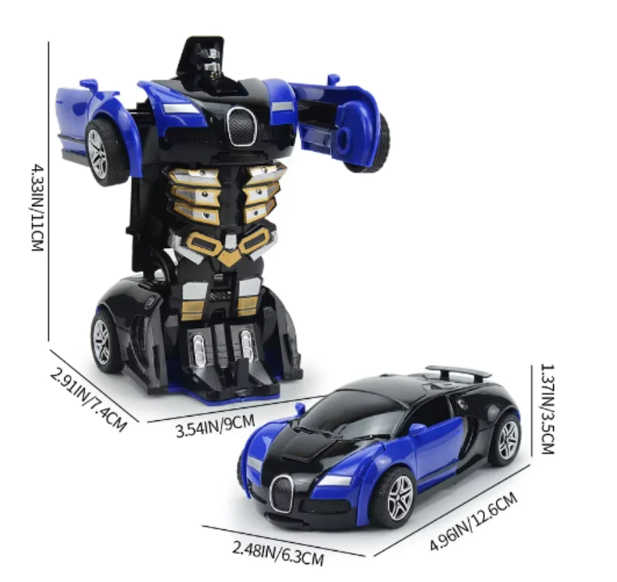 Mini Transform Car Robot Model Car One Click Automatic Collision Deformation Robot Dual Form Toy Car Vehicle Race Car Boy Gift