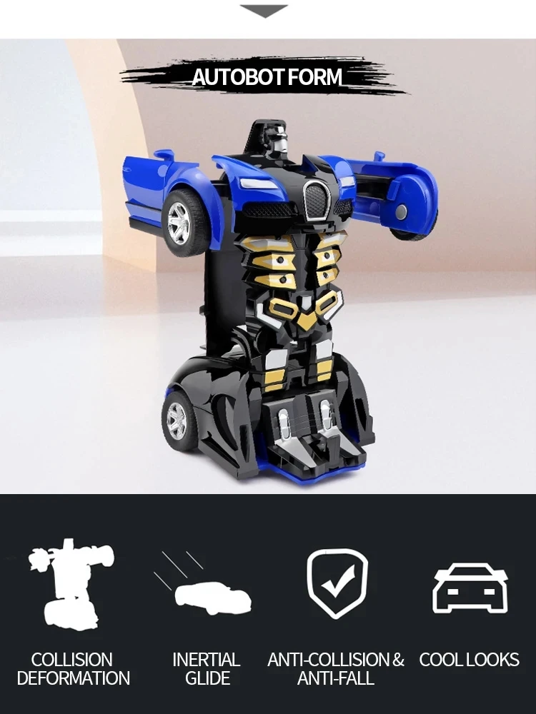 Mini Transform Car Robot Model Car One Click Automatic Collision Deformation Robot Dual Form Toy Car Vehicle Race Car Boy Gift