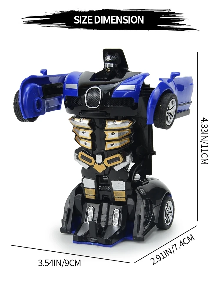 Mini Transform Car Robot Model Car One Click Automatic Collision Deformation Robot Dual Form Toy Car Vehicle Race Car Boy Gift
