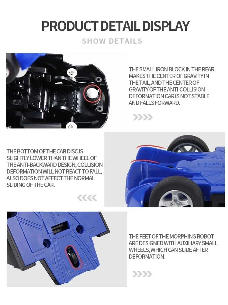 Mini Transform Car Robot Model Car One Click Automatic Collision Deformation Robot Dual Form Toy Car Vehicle Race Car Boy Gift