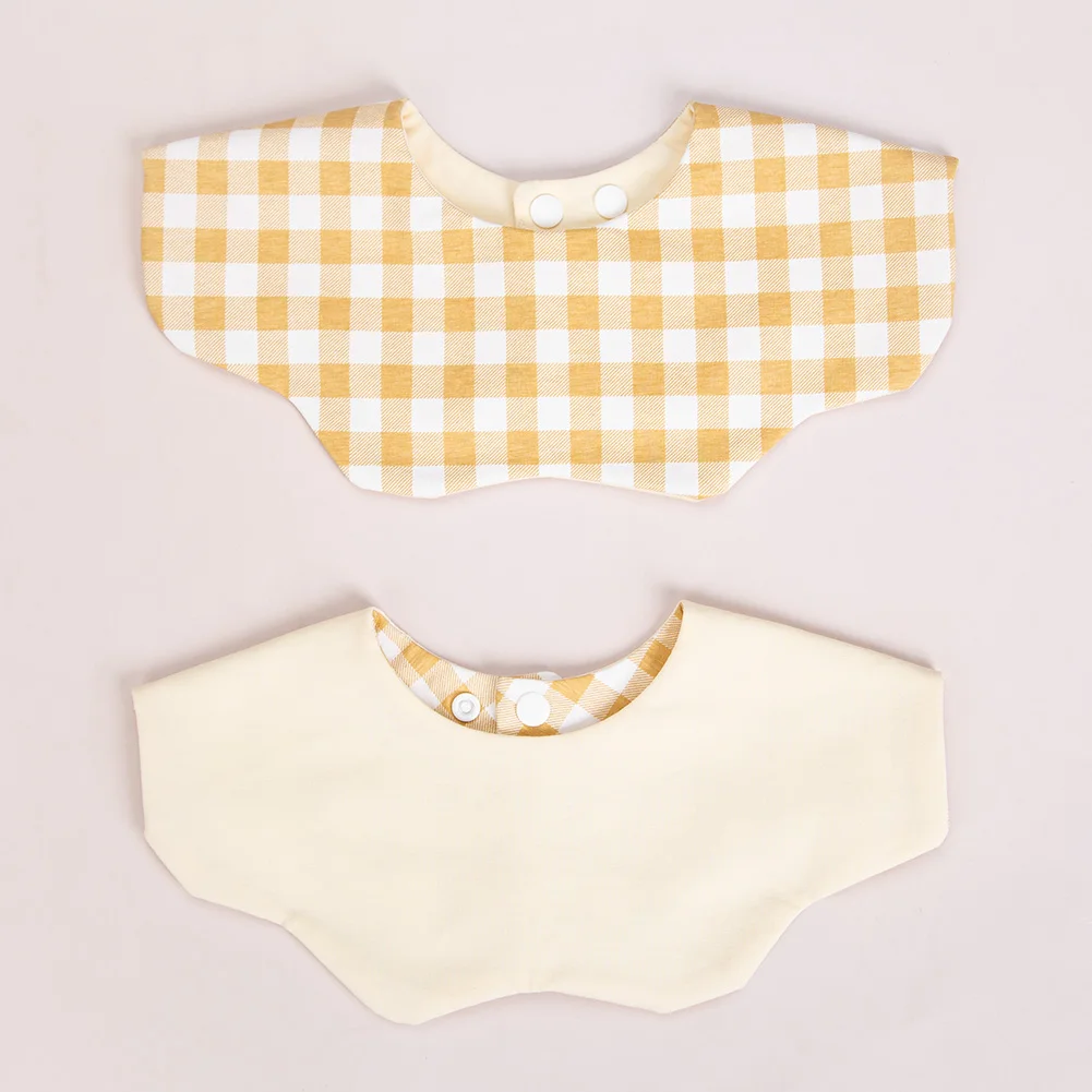 360° Cotton Baby Bibs for Kids Boys Girls Plaid Saliva Towel Cute Korea Rotativo Petal Neck Adjustable Button Feeding Burp Cloth
