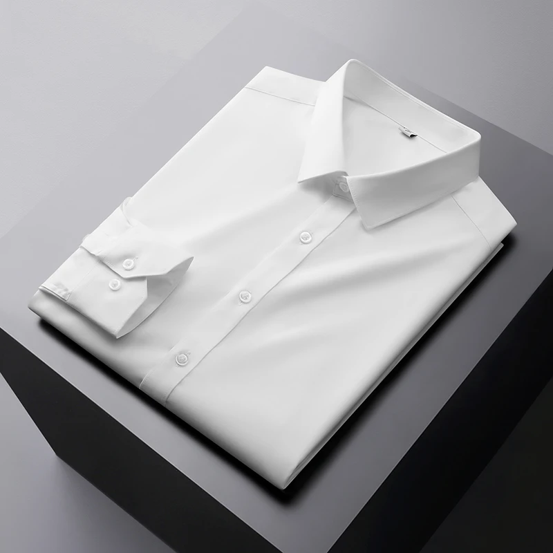 New Men's Business Casual Long Sleeved Solid Color Shirt Wrinkle Resistant Wrinkle Free Comfortable All Season Versatile Top