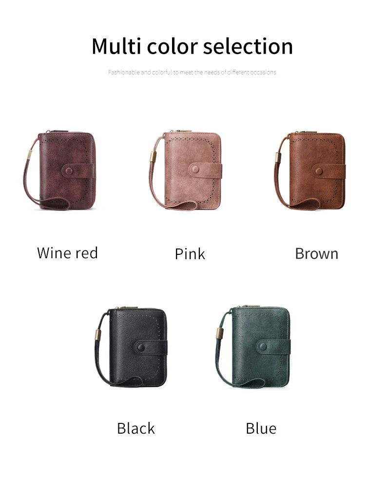 MIYIN Retro Large Capacity RFID Shielded Women's Short Wallet Multi Card Slot Organ Credit Card Bag Multi Functional Zero Wallet