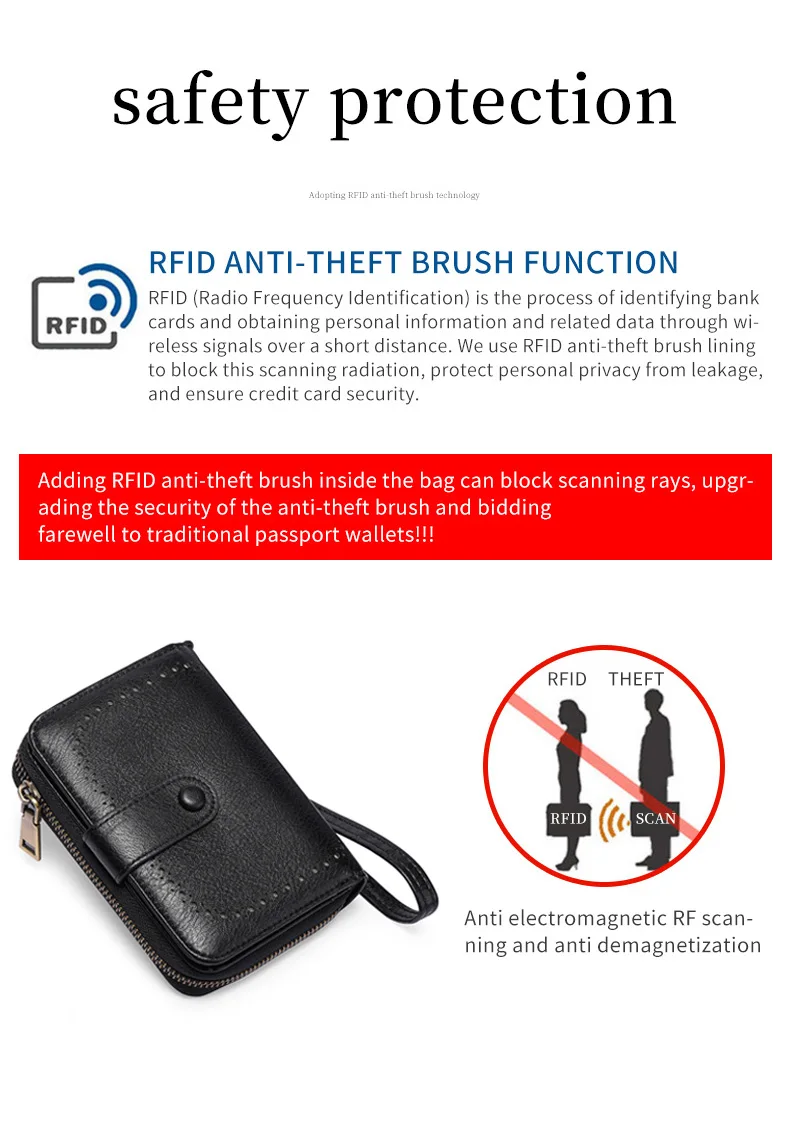 MIYIN Retro Large Capacity RFID Shielded Women's Short Wallet Multi Card Slot Organ Credit Card Bag Multi Functional Zero Wallet