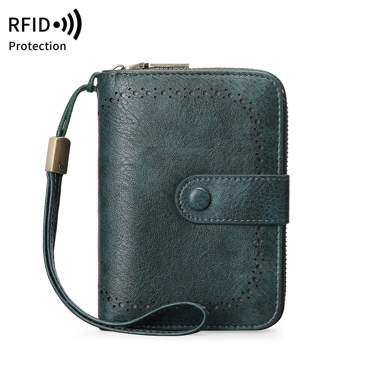 MIYIN Retro Large Capacity RFID Shielded Women's Short Wallet Multi Card Slot Organ Credit Card Bag Multi Functional Zero Wallet