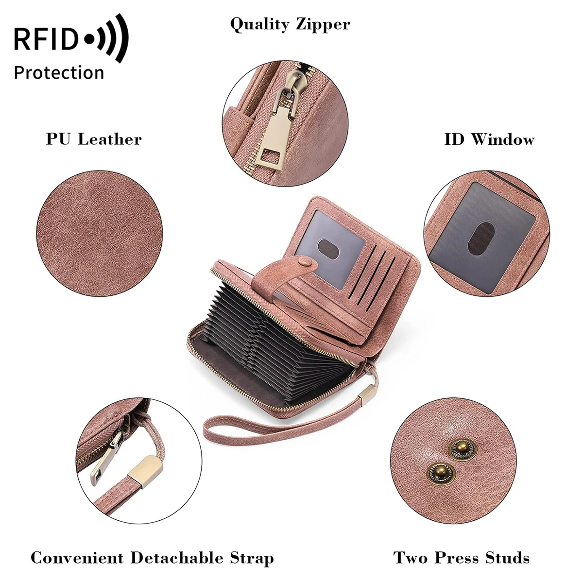 MIYIN Retro Large Capacity RFID Shielded Women's Short Wallet Multi Card Slot Organ Credit Card Bag Multi Functional Zero Wallet