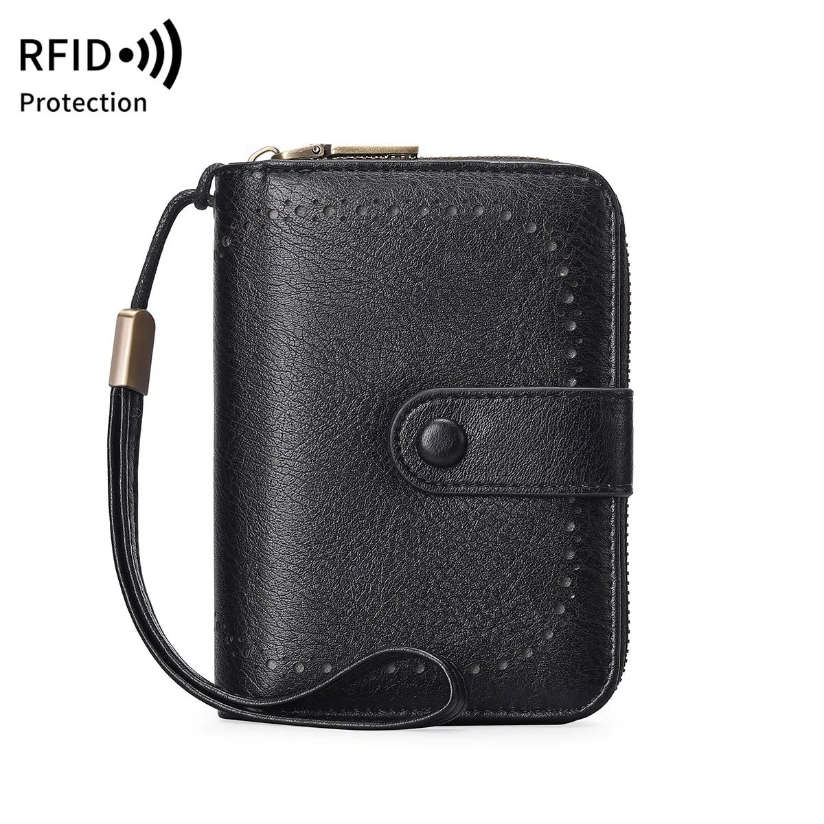MIYIN Retro Large Capacity RFID Shielded Women's Short Wallet Multi Card Slot Organ Credit Card Bag Multi Functional Zero Wallet