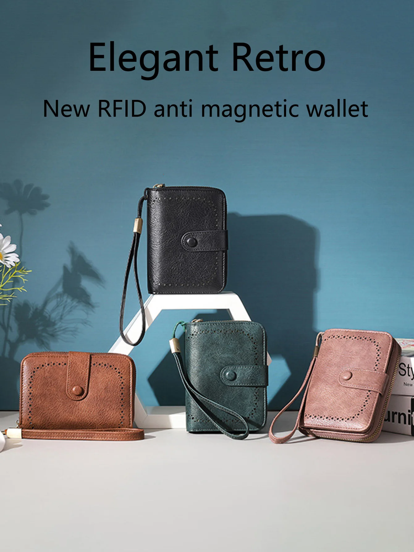 MIYIN Retro Large Capacity RFID Shielded Women's Short Wallet Multi Card Slot Organ Credit Card Bag Multi Functional Zero Wallet