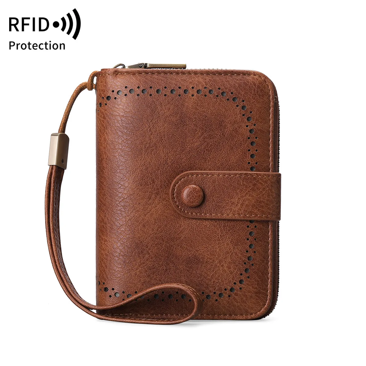 MIYIN Retro Large Capacity RFID Shielded Women's Short Wallet Multi Card Slot Organ Credit Card Bag Multi Functional Zero Wallet