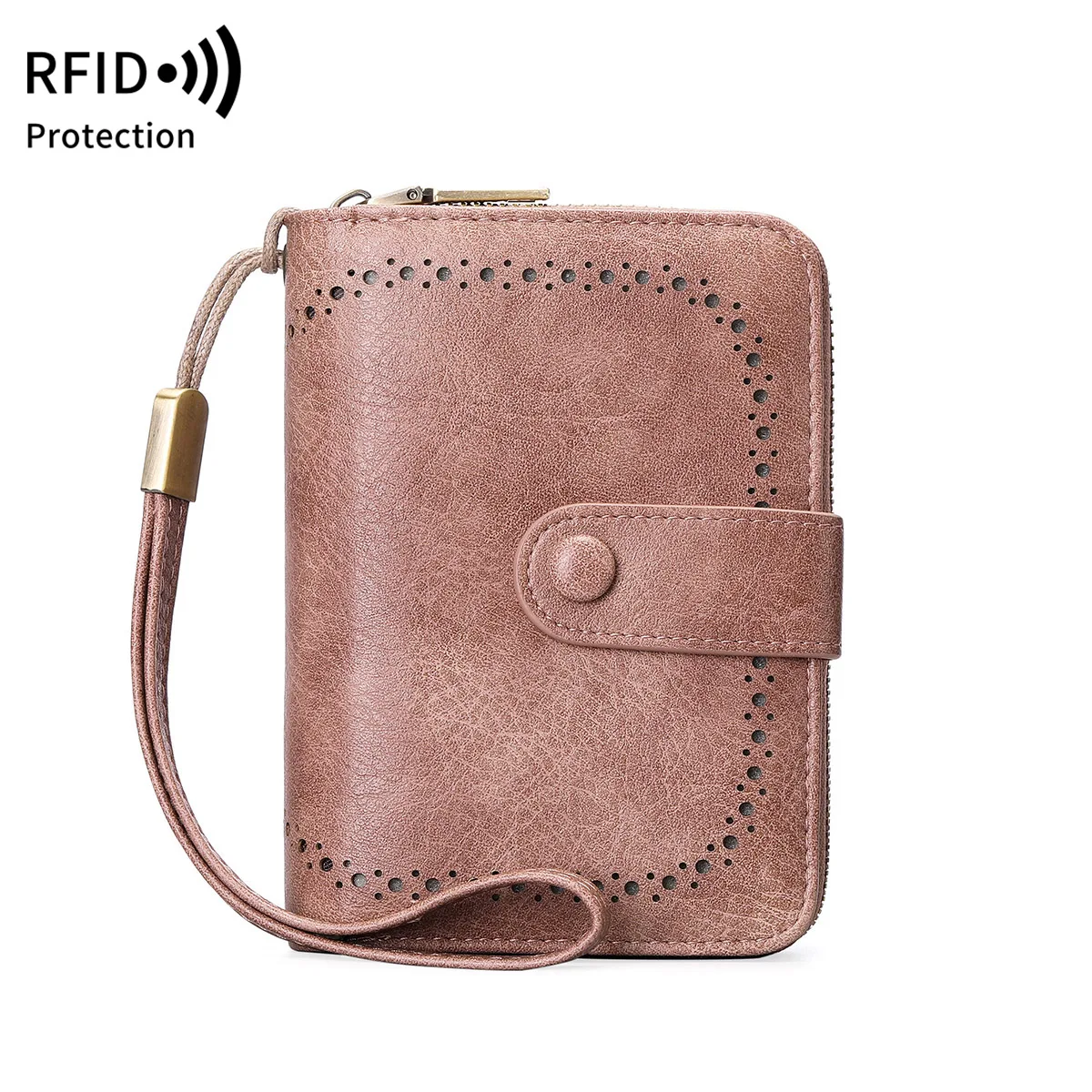 MIYIN Retro Large Capacity RFID Shielded Women's Short Wallet Multi Card Slot Organ Credit Card Bag Multi Functional Zero Wallet