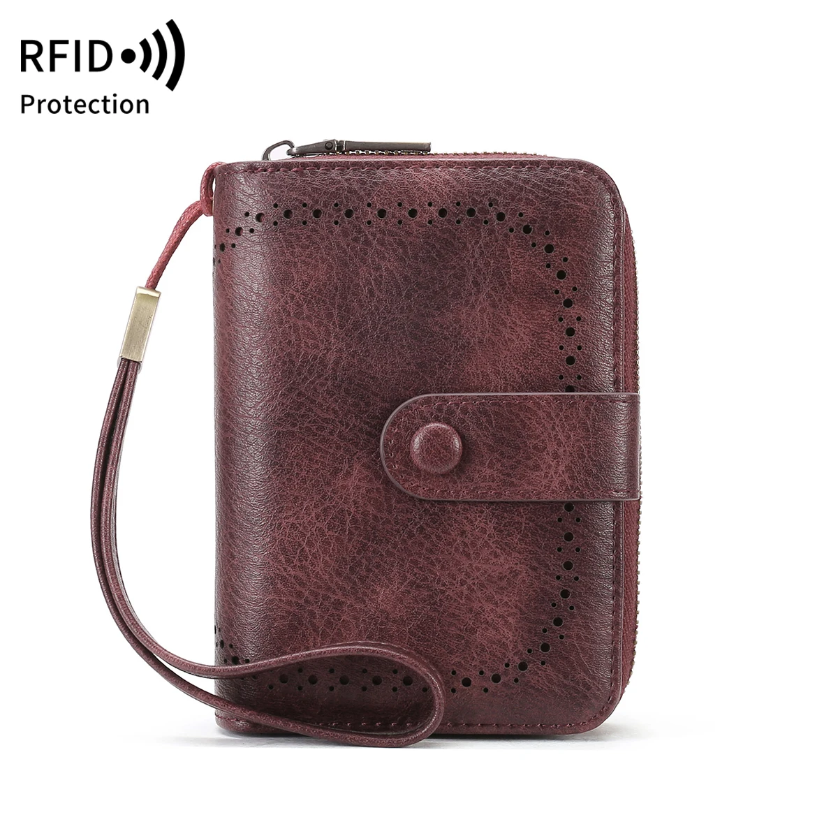 MIYIN Retro Large Capacity RFID Shielded Women's Short Wallet Multi Card Slot Organ Credit Card Bag Multi Functional Zero Wallet