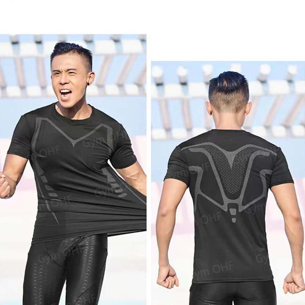 Compression Shirt Men Running Quick Dry Gym Jogging Sports Shirts Rashguard Tops Short Sleeve T-Shirt Anime Berserk-Summer