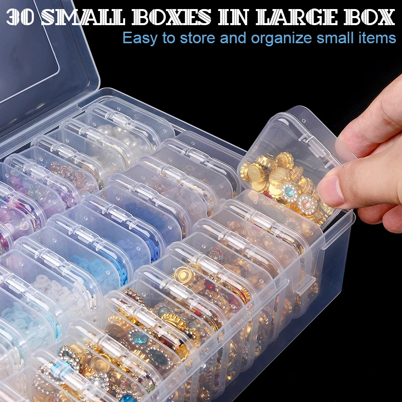 Bead Organizer Box 30Pcs Small Clear Plastic Bead Storage Containers with Hinged Lid for Storage of Small Items Crafts Jewelry