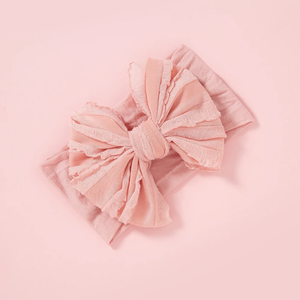 Bow Baby Headbands For Newborn Soft Elastic Nylon Hair Bands Ruffle Bow Infant Headband For Kid Girl Headwear Hair Accessories