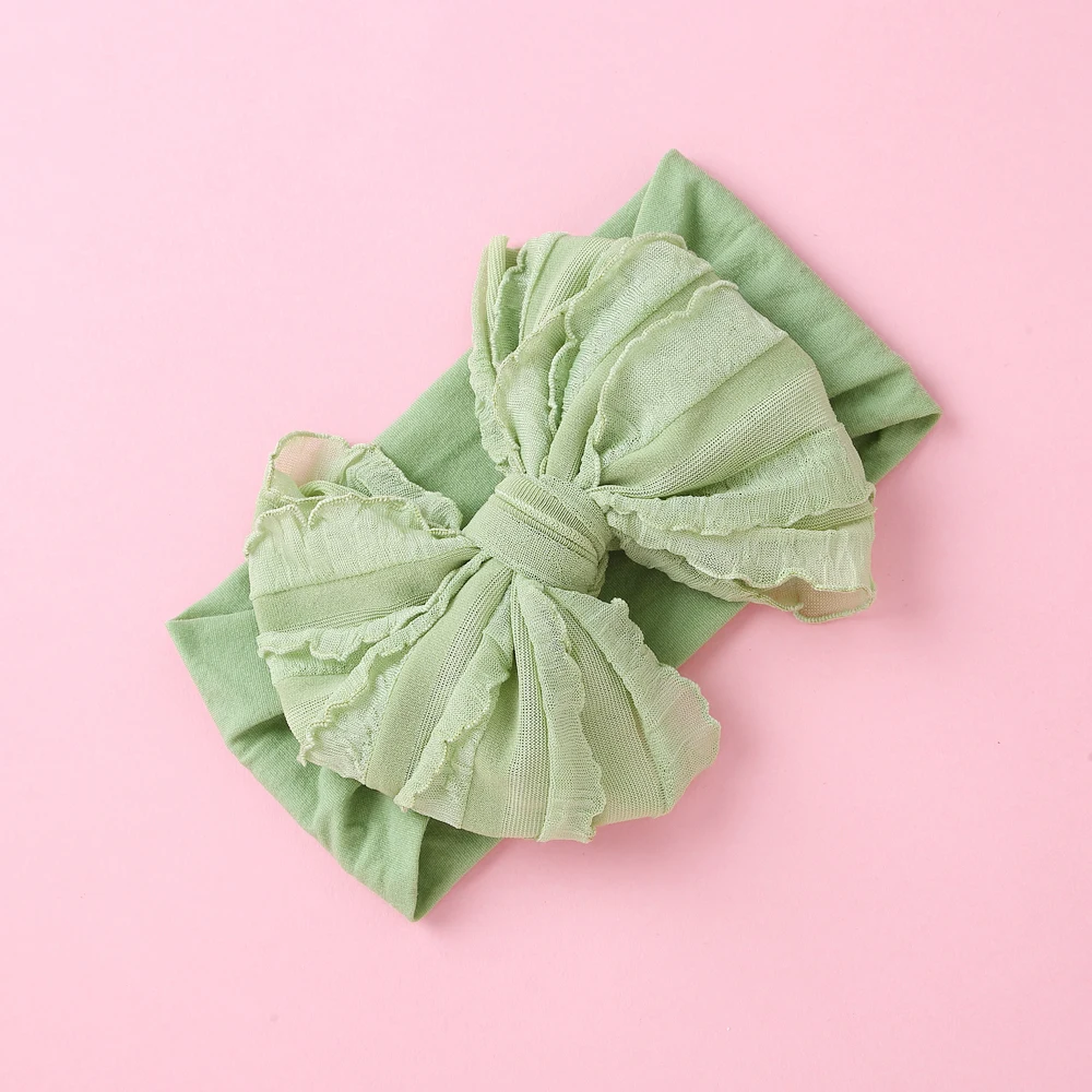 Bow Baby Headbands For Newborn Soft Elastic Nylon Hair Bands Ruffle Bow Infant Headband For Kid Girl Headwear Hair Accessories