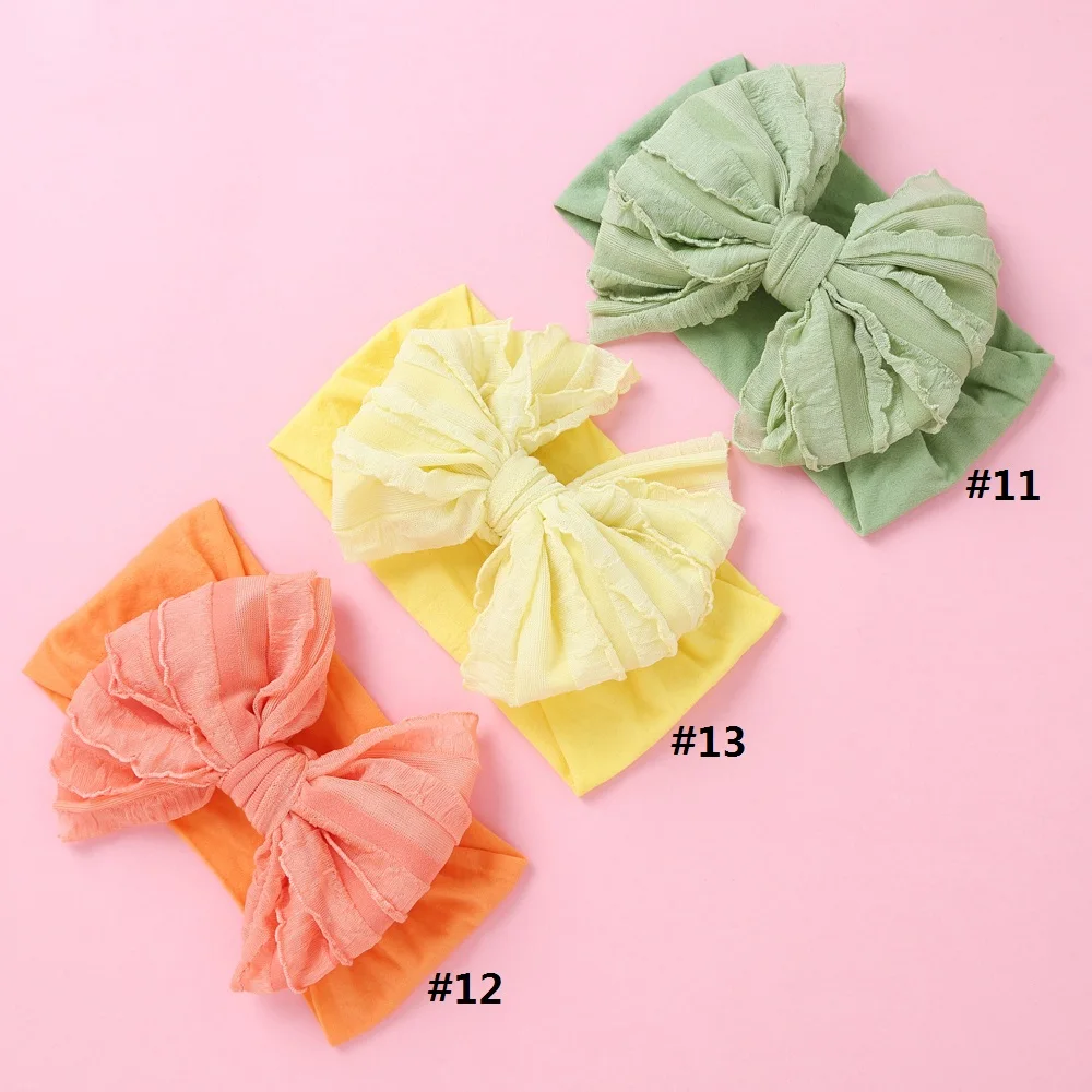 Bow Baby Headbands For Newborn Soft Elastic Nylon Hair Bands Ruffle Bow Infant Headband For Kid Girl Headwear Hair Accessories