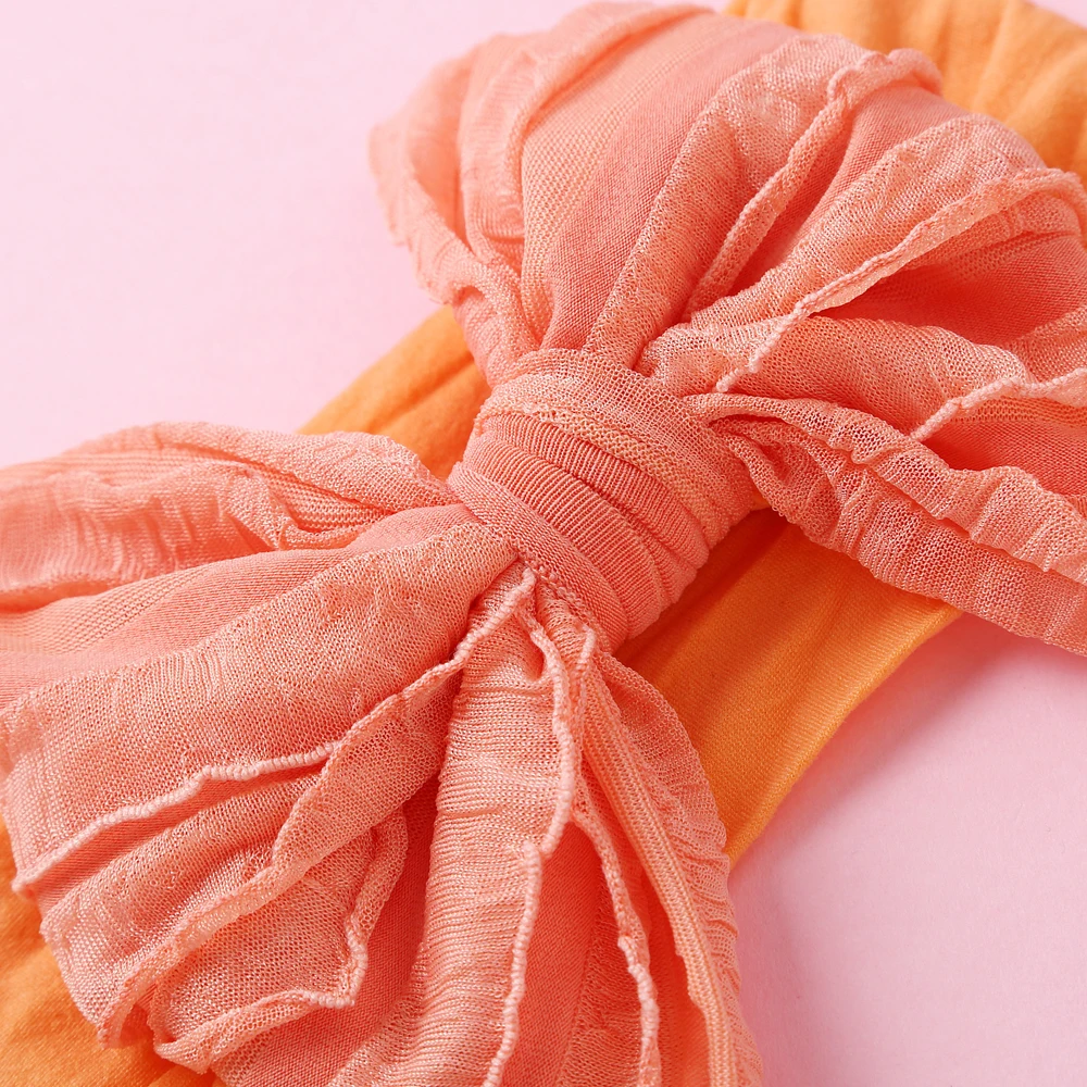 Bow Baby Headbands For Newborn Soft Elastic Nylon Hair Bands Ruffle Bow Infant Headband For Kid Girl Headwear Hair Accessories