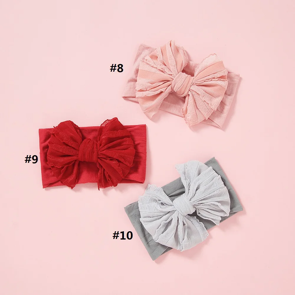 Bow Baby Headbands For Newborn Soft Elastic Nylon Hair Bands Ruffle Bow Infant Headband For Kid Girl Headwear Hair Accessories